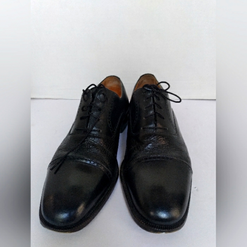 Classic Black Leather Oxford Dress Shoes Cap Toe Formal Business Lace-Up
